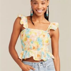 Roller Rabbit Sandrio Dove smocked riffle top sz XS